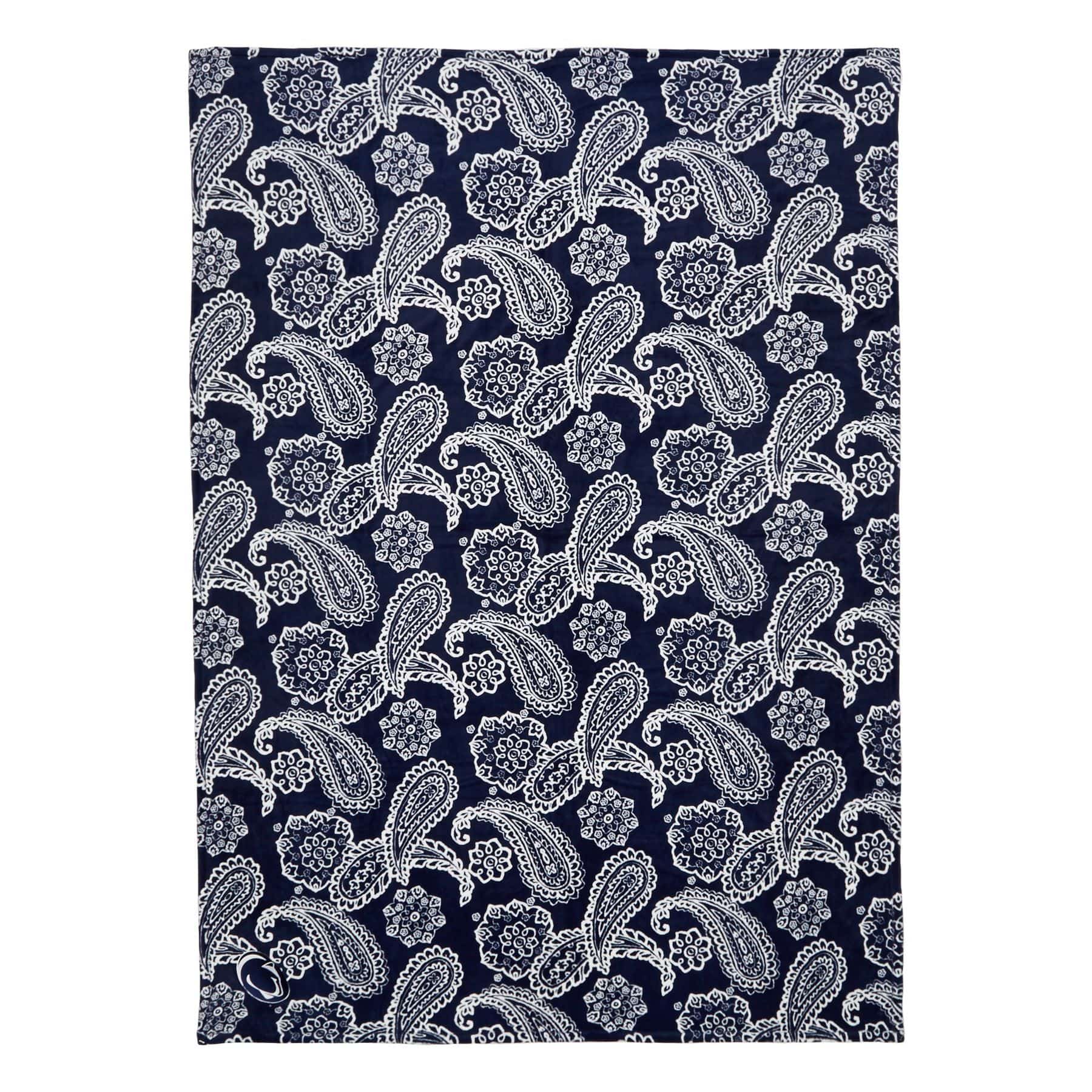 Collegiate Plush XL Throw Blanket Navy/white bandana with penn state university logo in Fleece