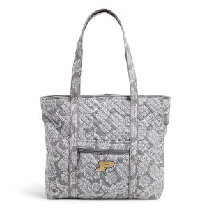 Collegiate Vera Tote Bag Gray/white bandana with purdue university logo in Cotton