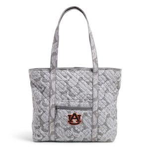 Collegiate Vera Tote Bag Gray/white bandana with auburn university logo in Cotton