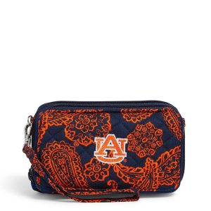 Collegiate RFID All in One Crossbody Bag Navy/orange bandana with auburn university logo in Cotton