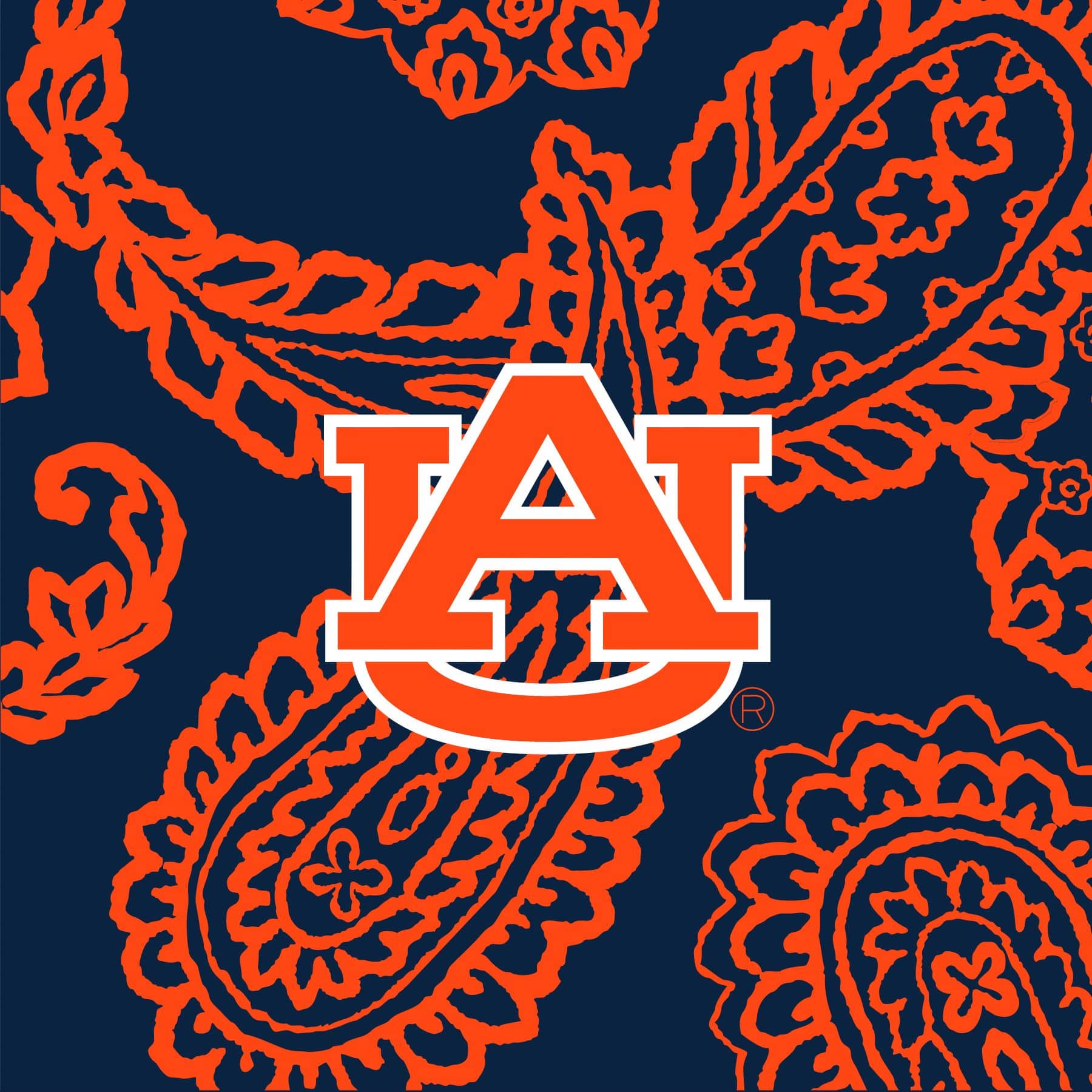 Collegiate RFID All in One Crossbody Bag Navy/orange bandana with auburn university logo in Cotton - Image 2