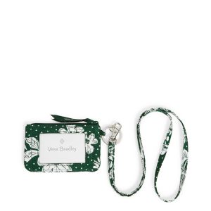 Collegiate Zip ID Lanyard Dark green/white rain garden with michigan state university logo in Cotton