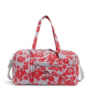 Collegiate Large Travel Duffel Bag Gray/red rain garden with the ohio state university logo in Cotton