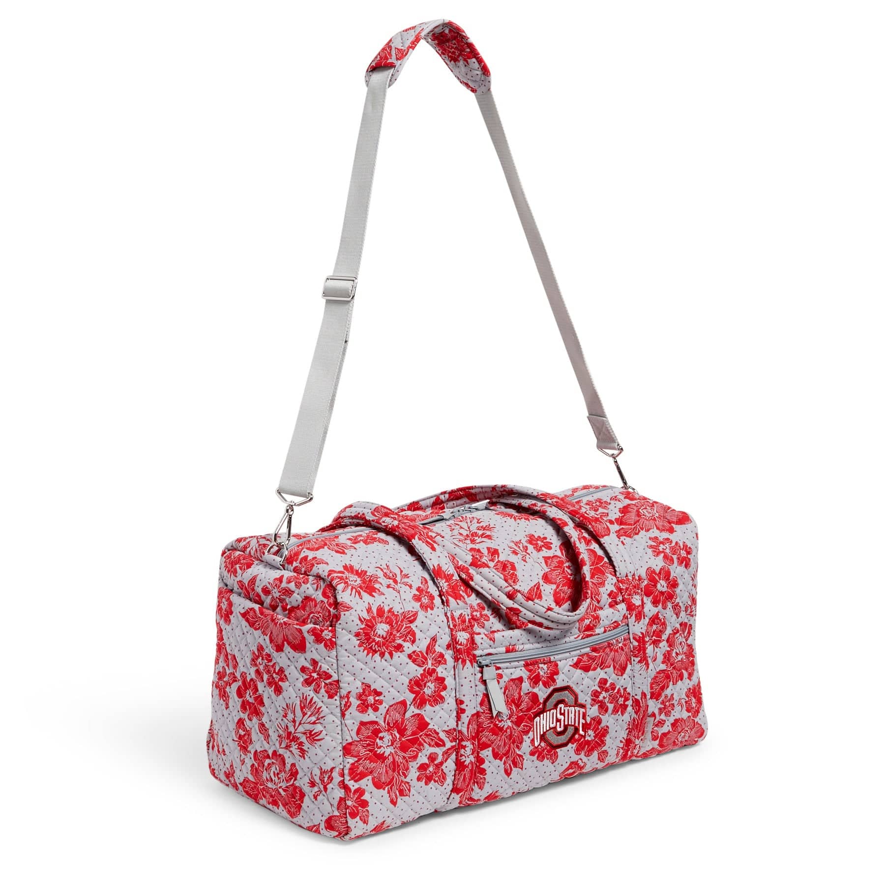 Collegiate Large Travel Duffel Bag Gray/red rain garden with the ohio state university logo in Cotton - Image 2