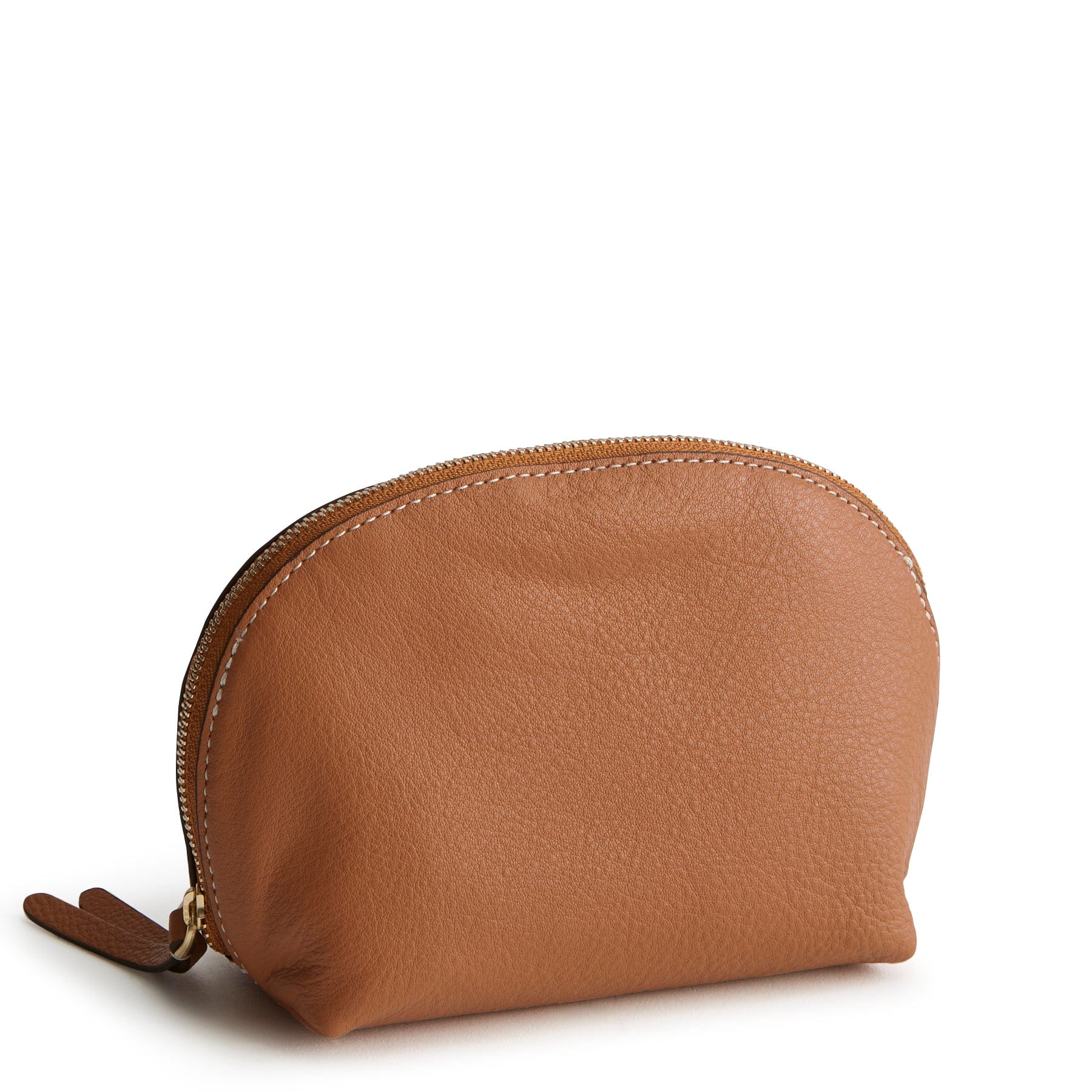 Mini Dome Cosmetic Bag Roasted Pecan in Leather