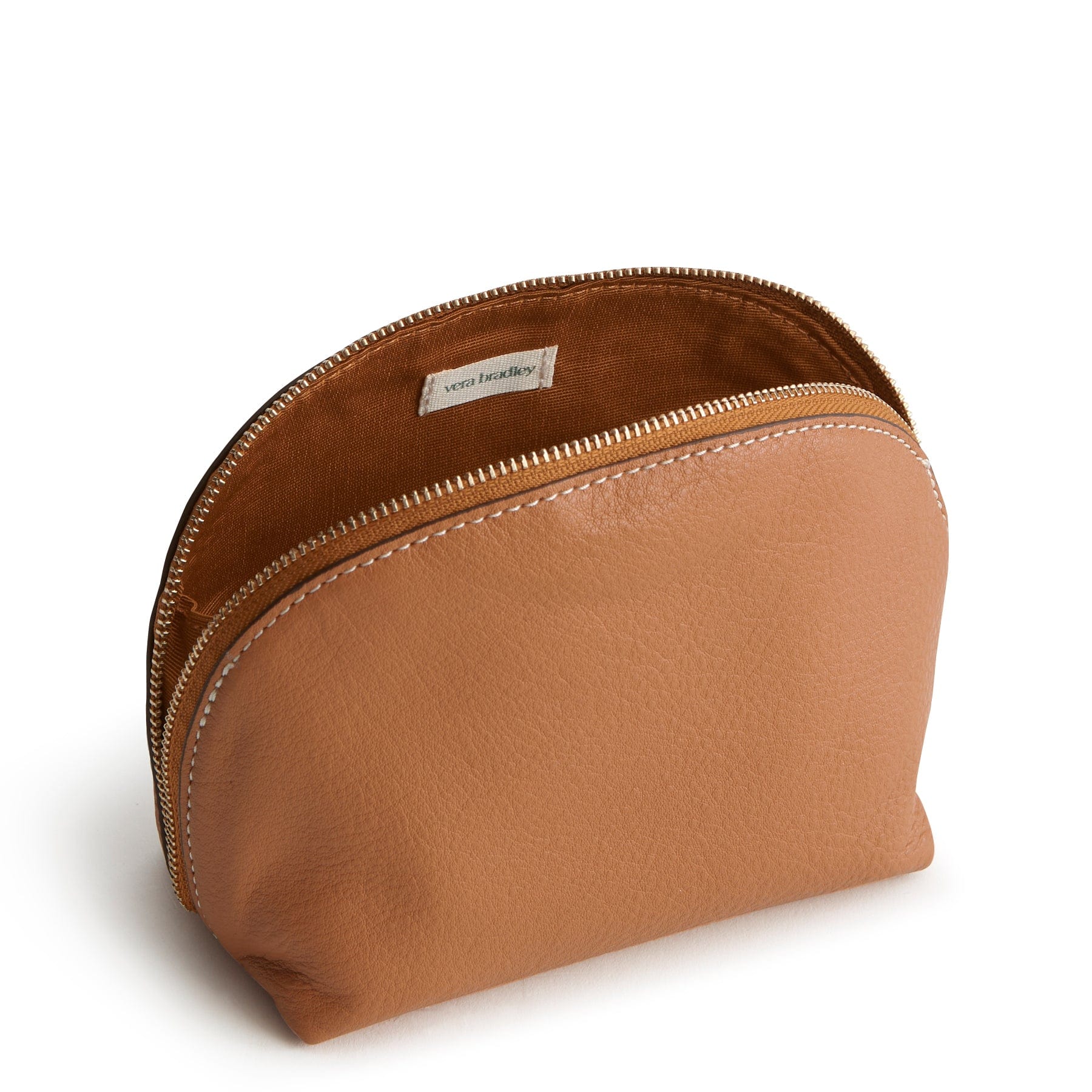 Mini Dome Cosmetic Bag Roasted Pecan in Leather - Image 2