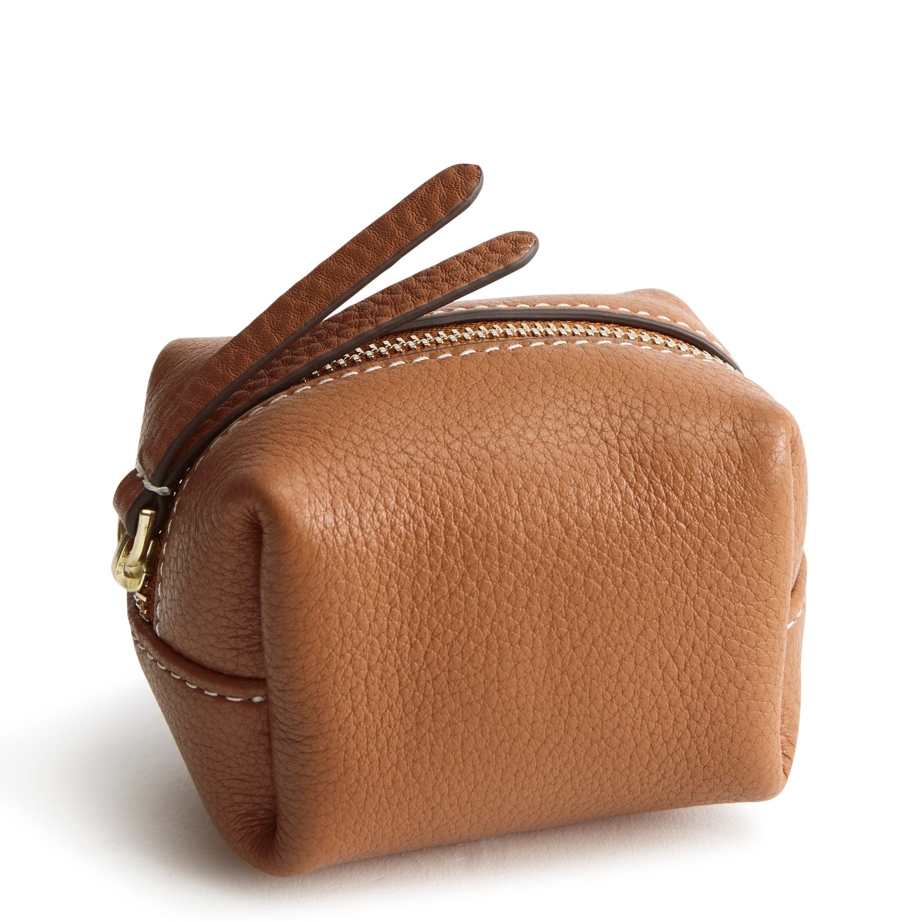 Mini Cosmetic Bag Roasted Pecan in Leather
