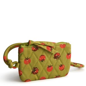 Zip Card Pouch Lanyard Tiny tomatoes palm in Premium cotton