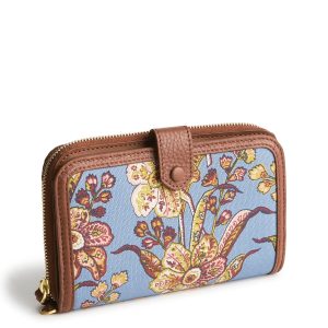 Large Tab Wallet Begonia fields in Oxford canvas