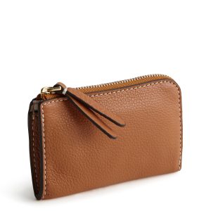 Zip Card Pouch Roasted Pecan in Leather