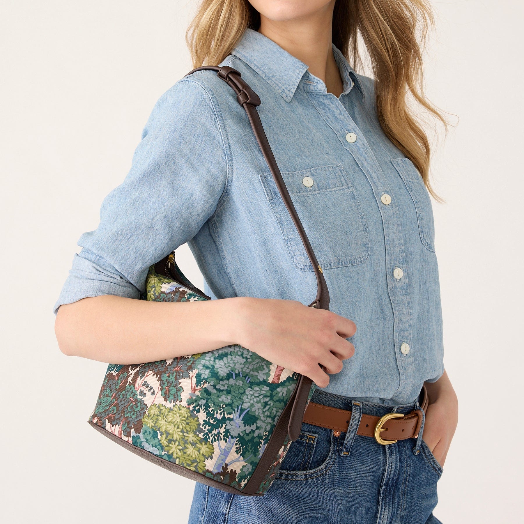 Astoria Shoulder Bag Serene forest in Oxford canvas - Image 2