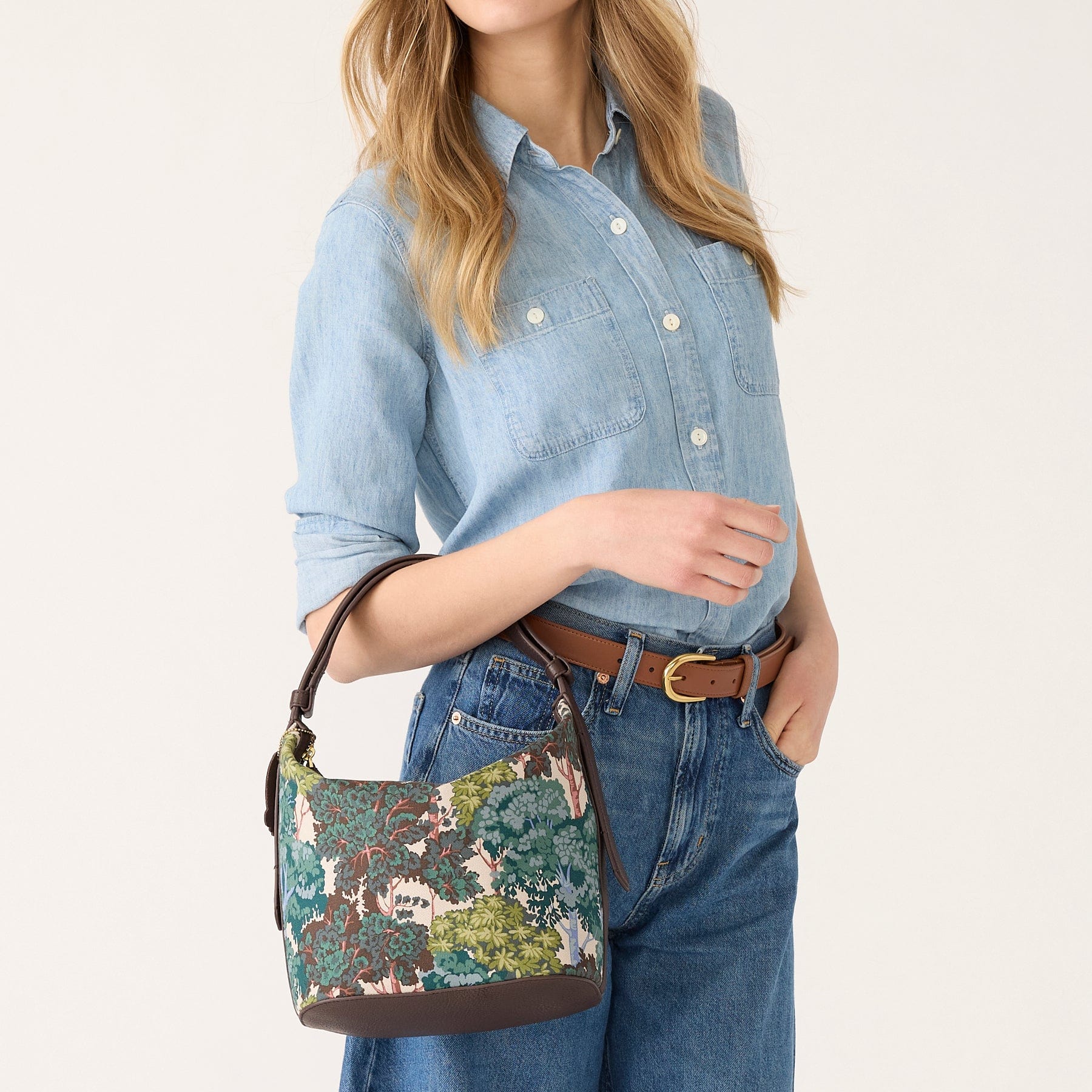 Astoria Shoulder Bag Serene forest in Oxford canvas - Image 3