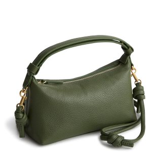 Roxbury Crescent Crossbody Bronze Green in Leather