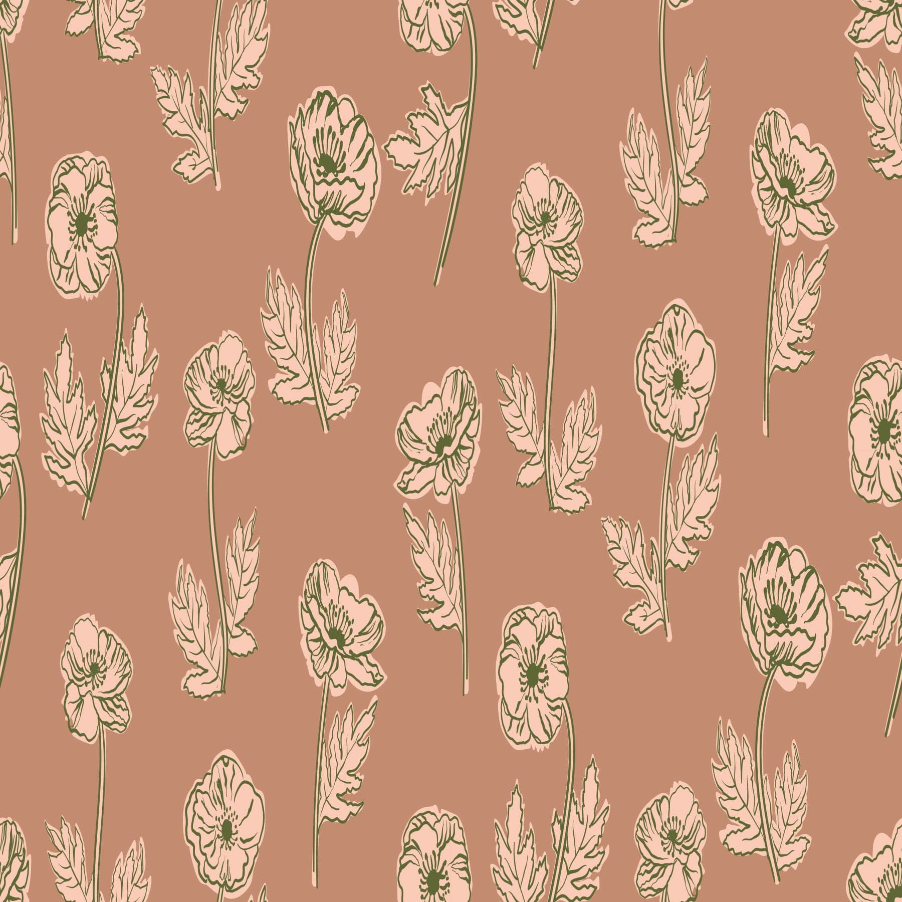 Oversized Throw Blanket Anemones macaroon in Fleece - Image 3