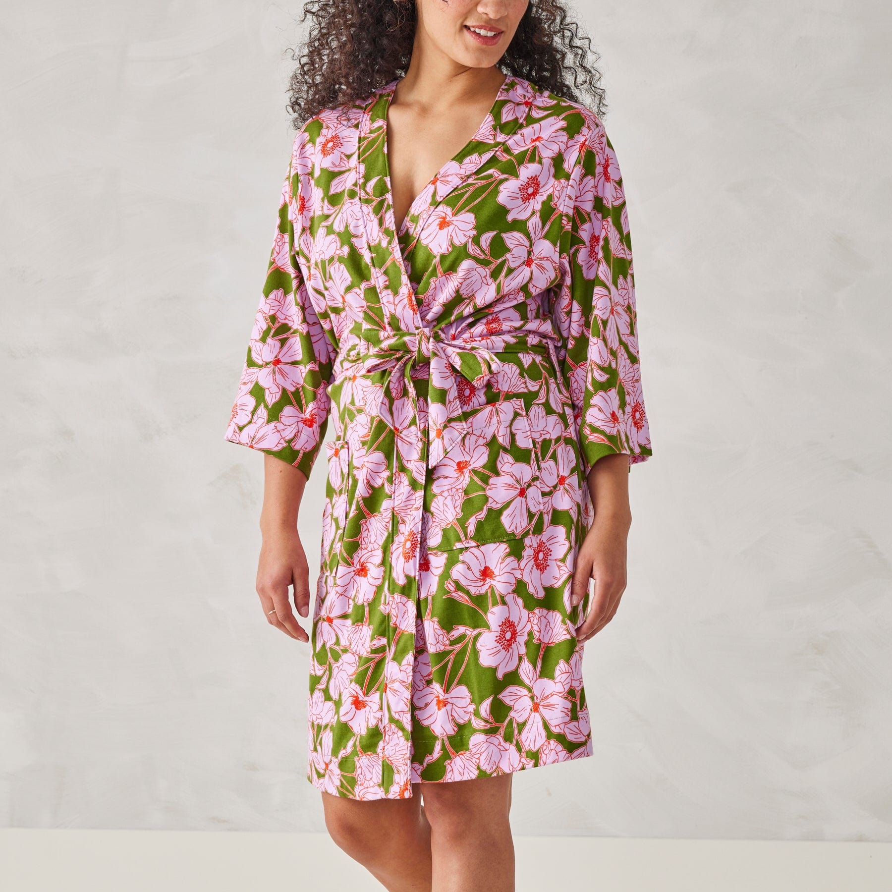 Knit Robe Scattered anemones purple in Cotton - Image 2