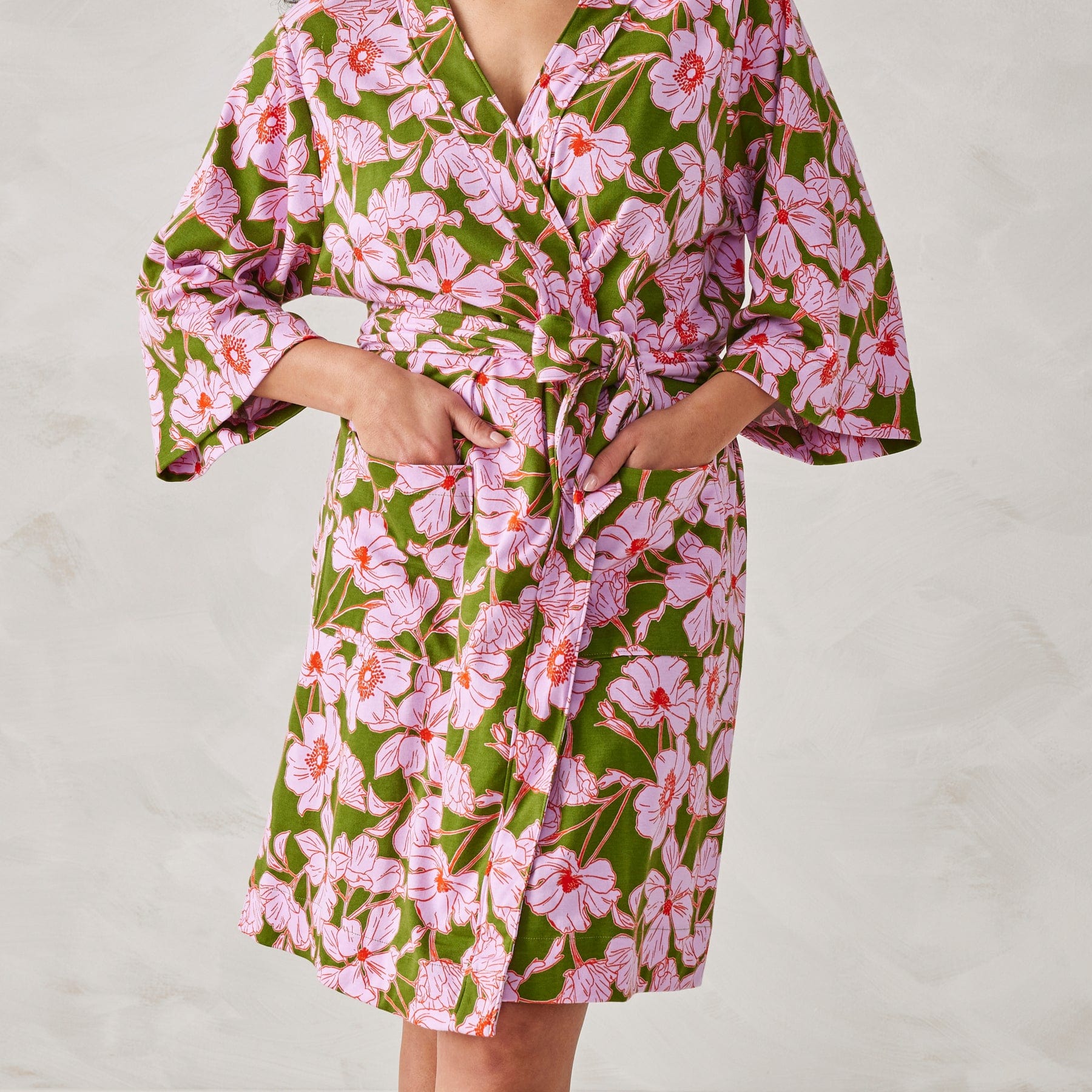 Knit Robe Scattered anemones purple in Cotton - Image 3
