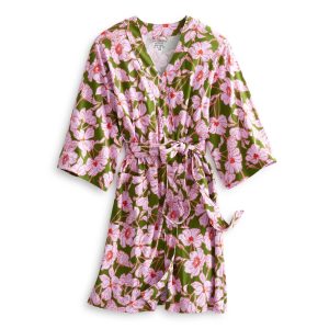Knit Robe Scattered anemones purple in Cotton