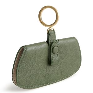 Sunglasses Bag Charm Bronze Green in Leather