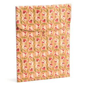 Large Envelope Tech Sleeve Curly tulips in Leather