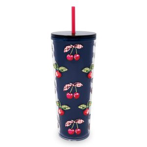 Tumbler with Straw Cherry picking in Acrylic