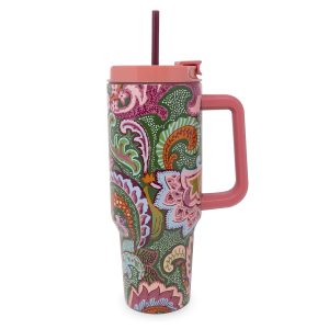 Stainless Steel XL Tumbler w/Handle Leaf me not paisley in Stainless steel