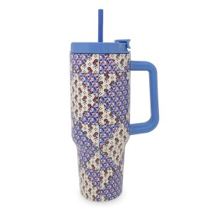 Stainless Steel XL Tumbler w/Handle Rachel ditsy patchwork in Stainless steel
