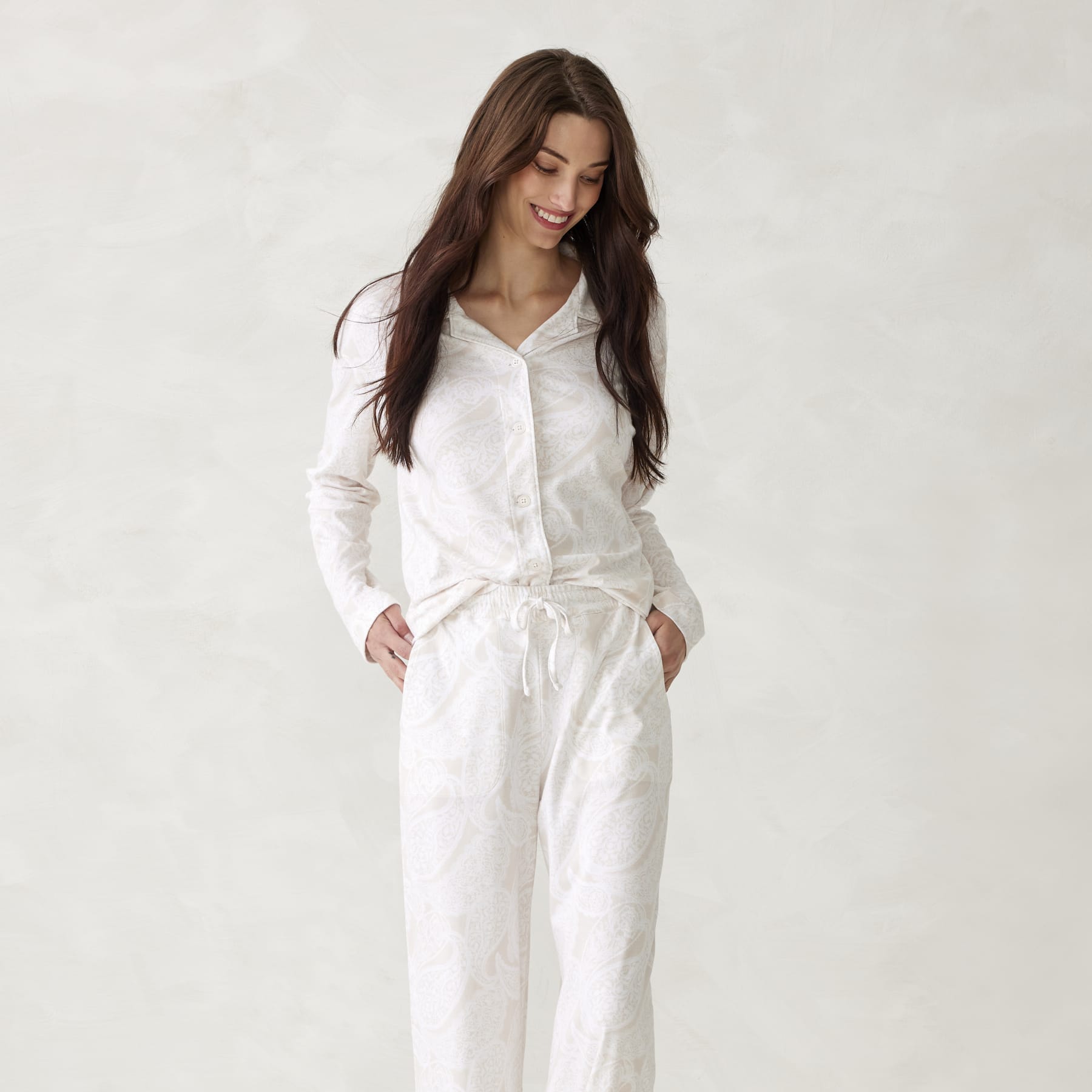 Long-Sleeved Pajama Set Paisley key pumice stone in Cotton - Image 2