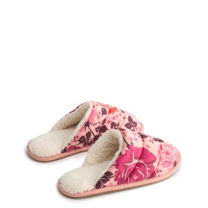 Slippers Coming up roses pink in Cotton