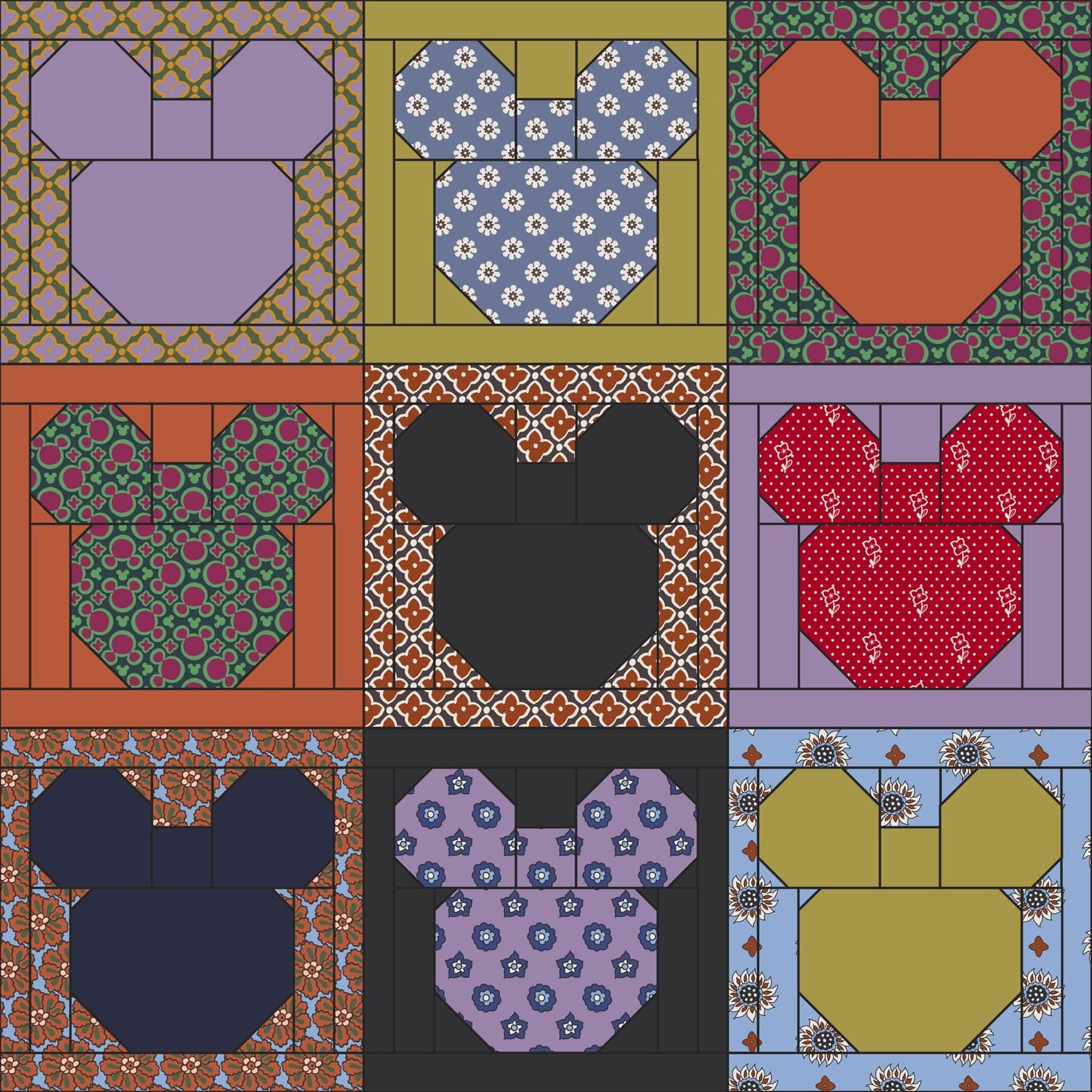 Disney Knotted Wristlet Mickey mouse on repeat patchwork in Premium cotton - Image 3