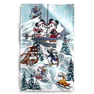 Disney Plush Throw Blanket Ski weekend mickey and friends in Fleece