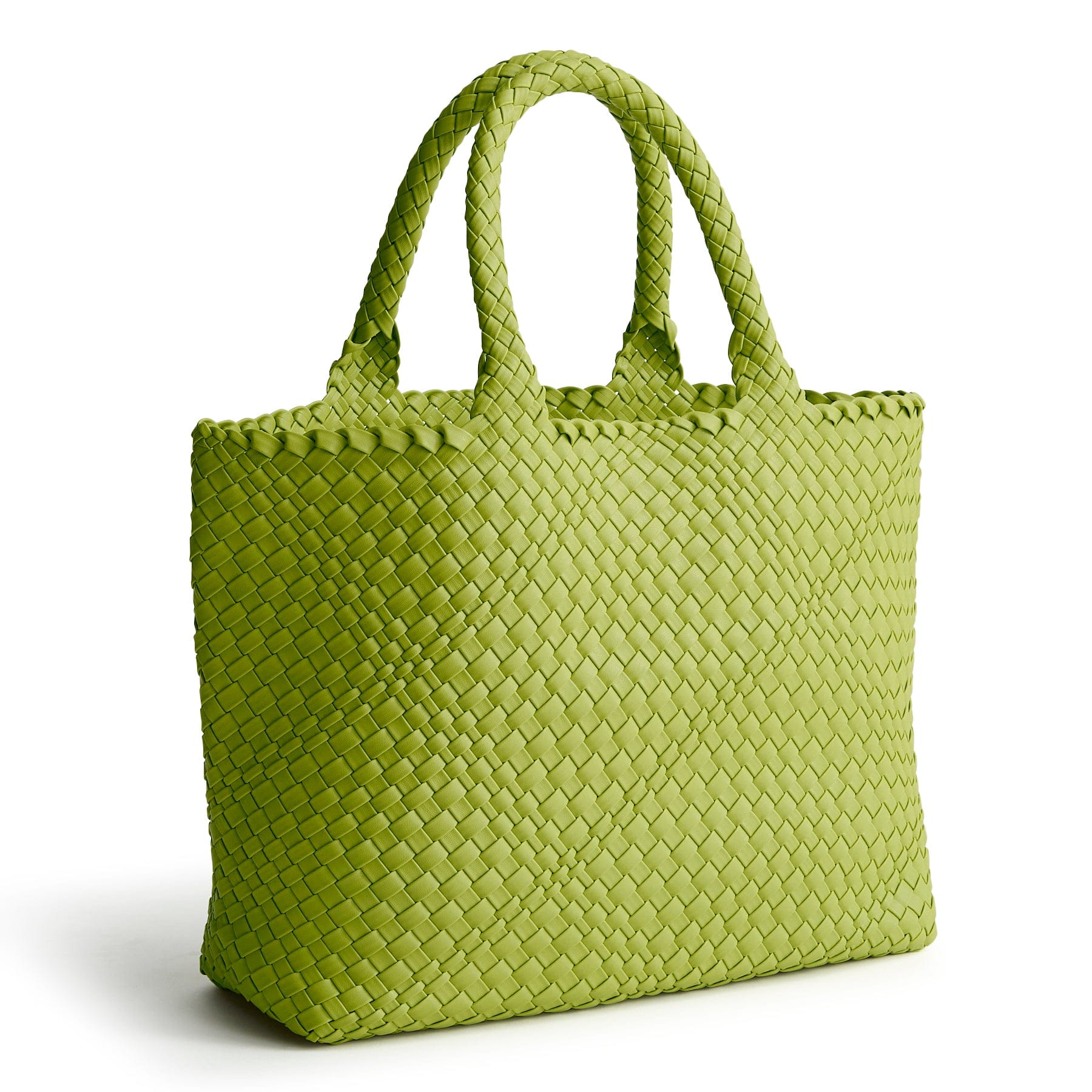 Small Hathaway Tote Bag Spinach Green in Woven faux leather