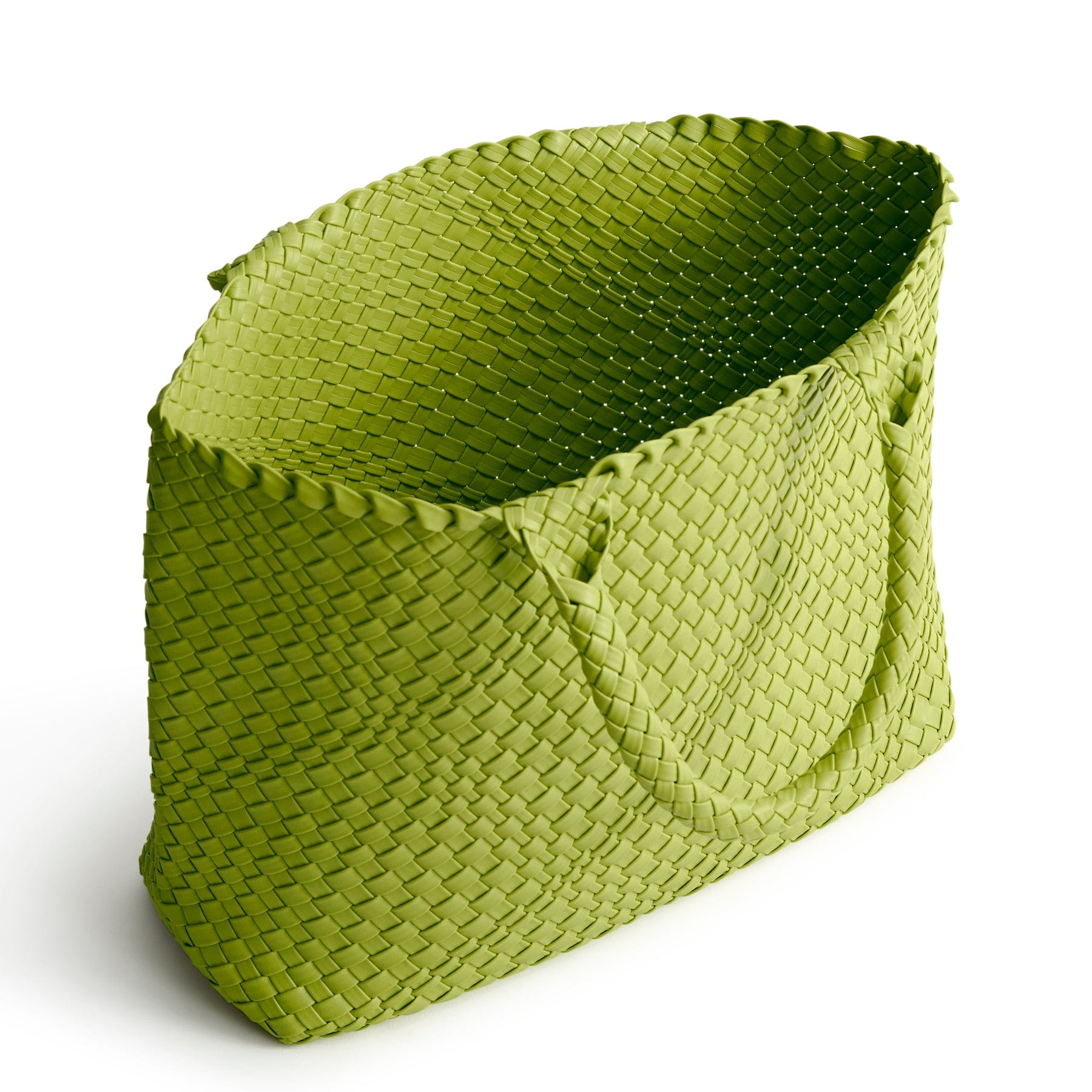 Small Hathaway Tote Bag Spinach Green in Woven faux leather - Image 5