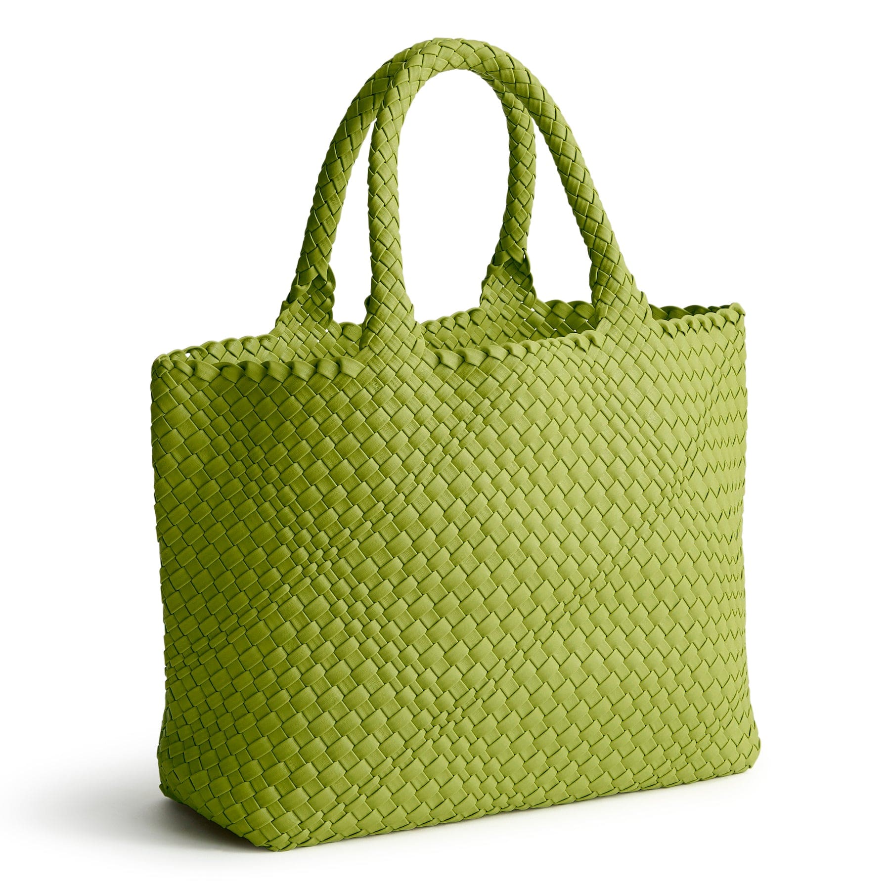 Small Hathaway Tote Bag Spinach Green in Woven faux leather - Image 4