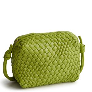 Blake Crossbody Spinach Green in Woven faux leather