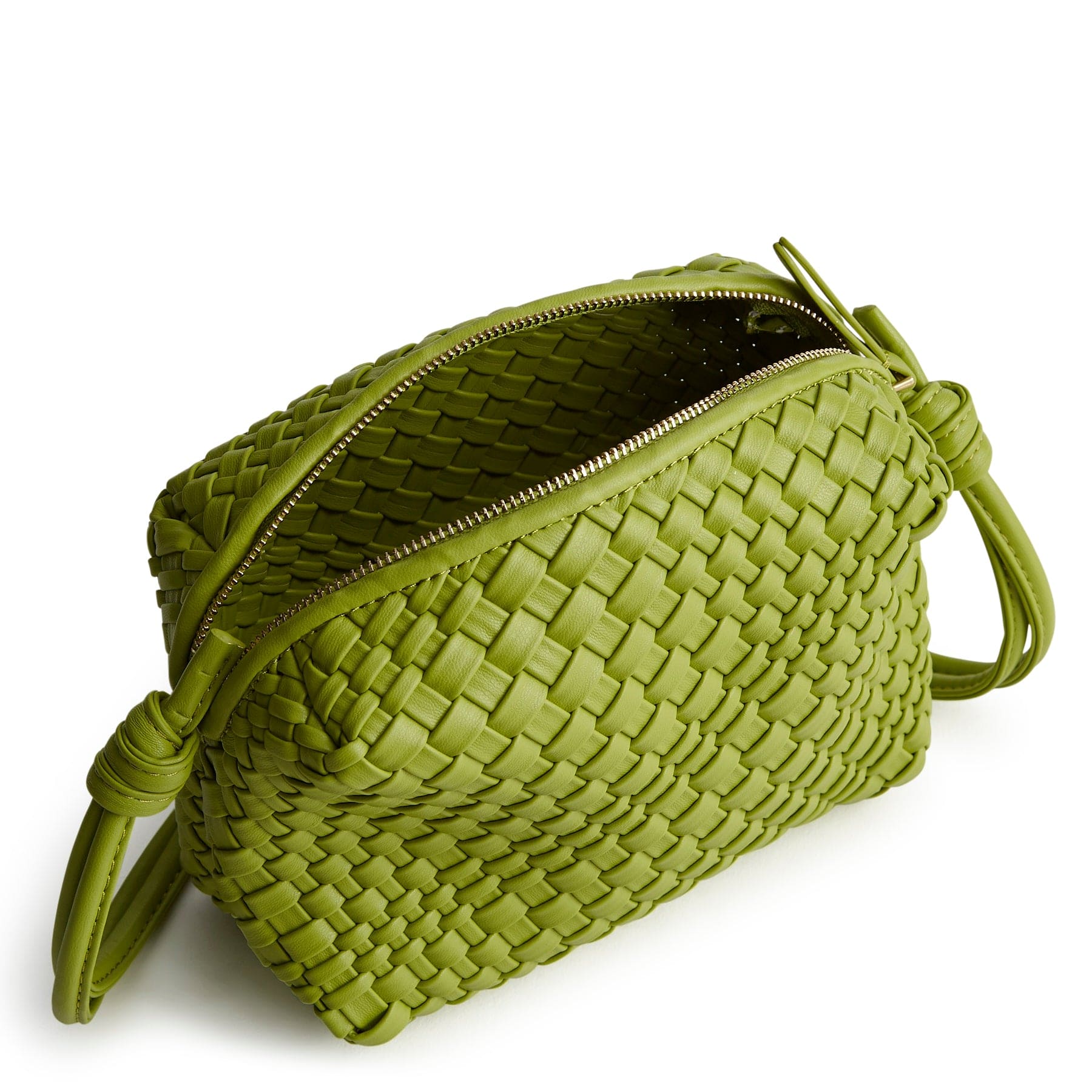 Blake Crossbody Spinach Green in Woven faux leather - Image 4