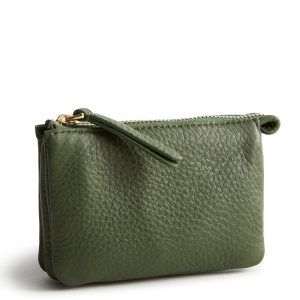 Accordion Card Case Bronze Green in Leather