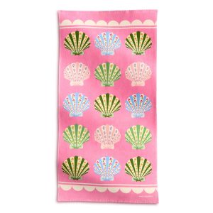 Beach Towel Cottage shells in Cotton looped terry