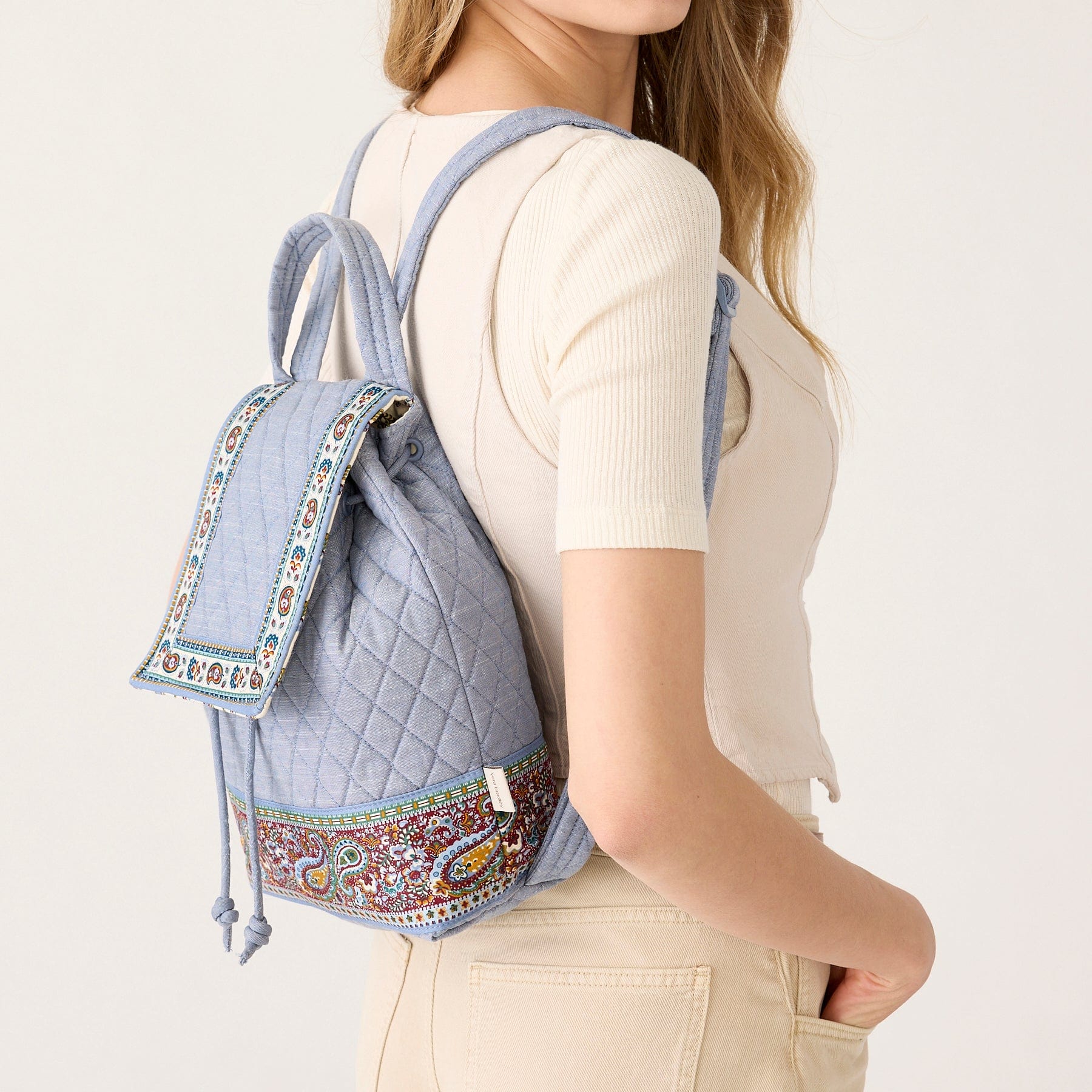 Original Drawstring Backpack Chambray in Premium cotton - Image 2
