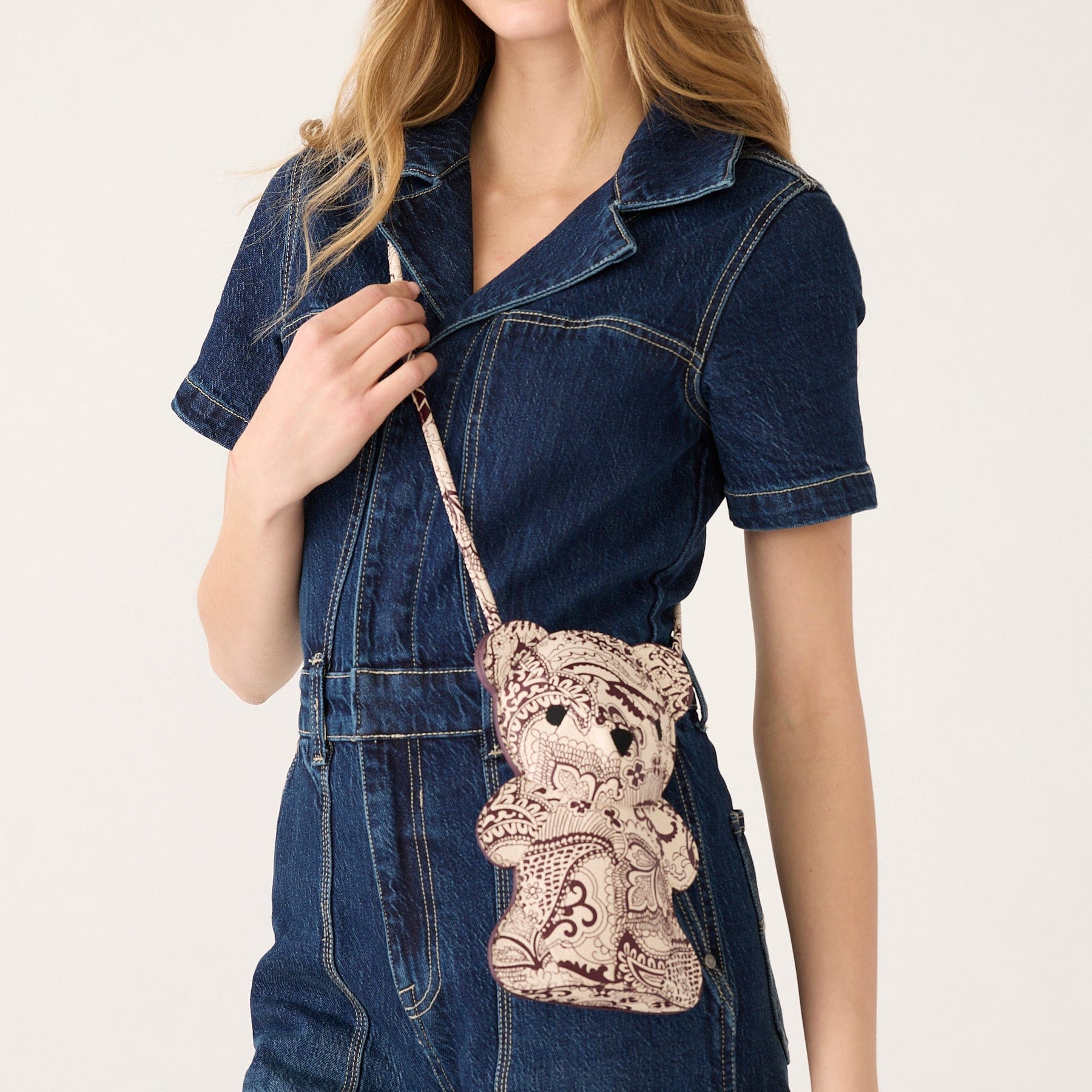 Classic Bear Crossbody Eclectic paisley cottage cream in Leather - Image 2