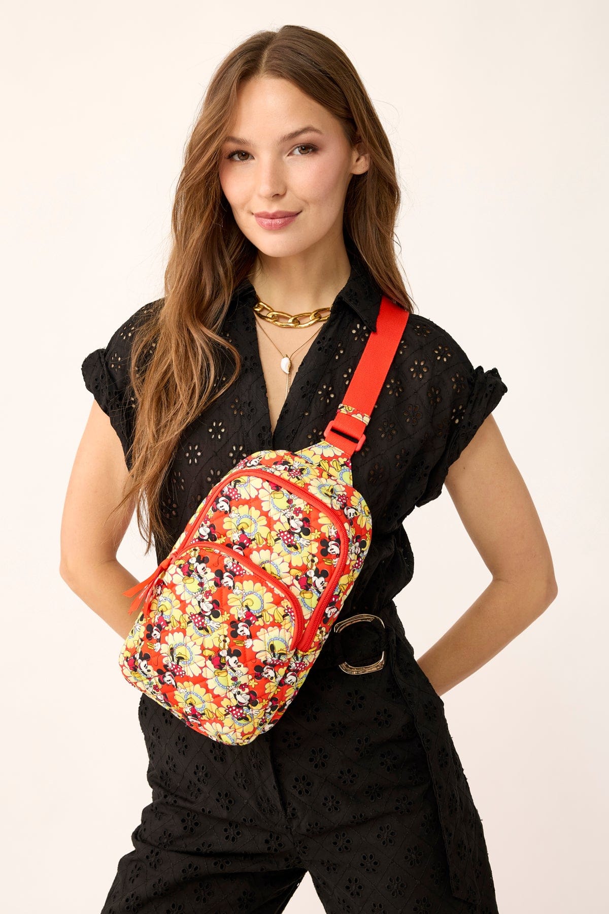 Disney Lorman Sling Backpack Mickey and minnie petal floral in Premium cotton - Image 2