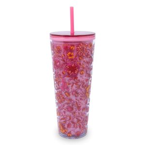 Tumbler with Straw Flourishing garden in Acrylic