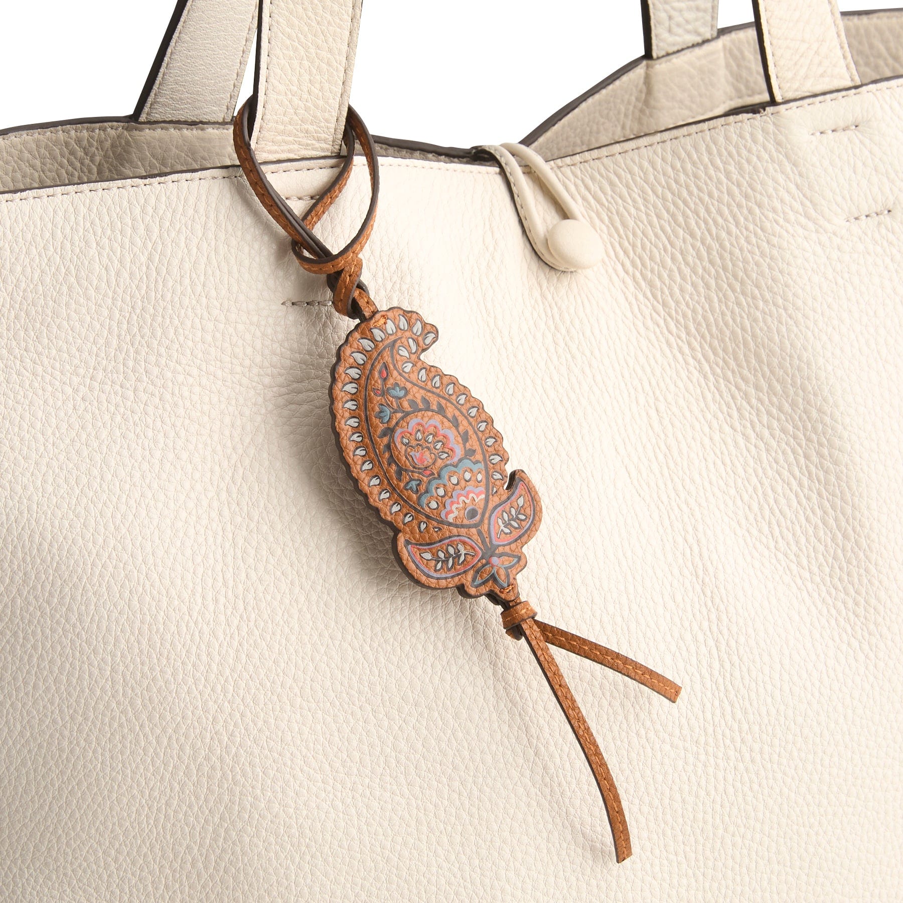 Paisley Bag Charm Iconic paisley roasted pecan in Faux leather - Image 2