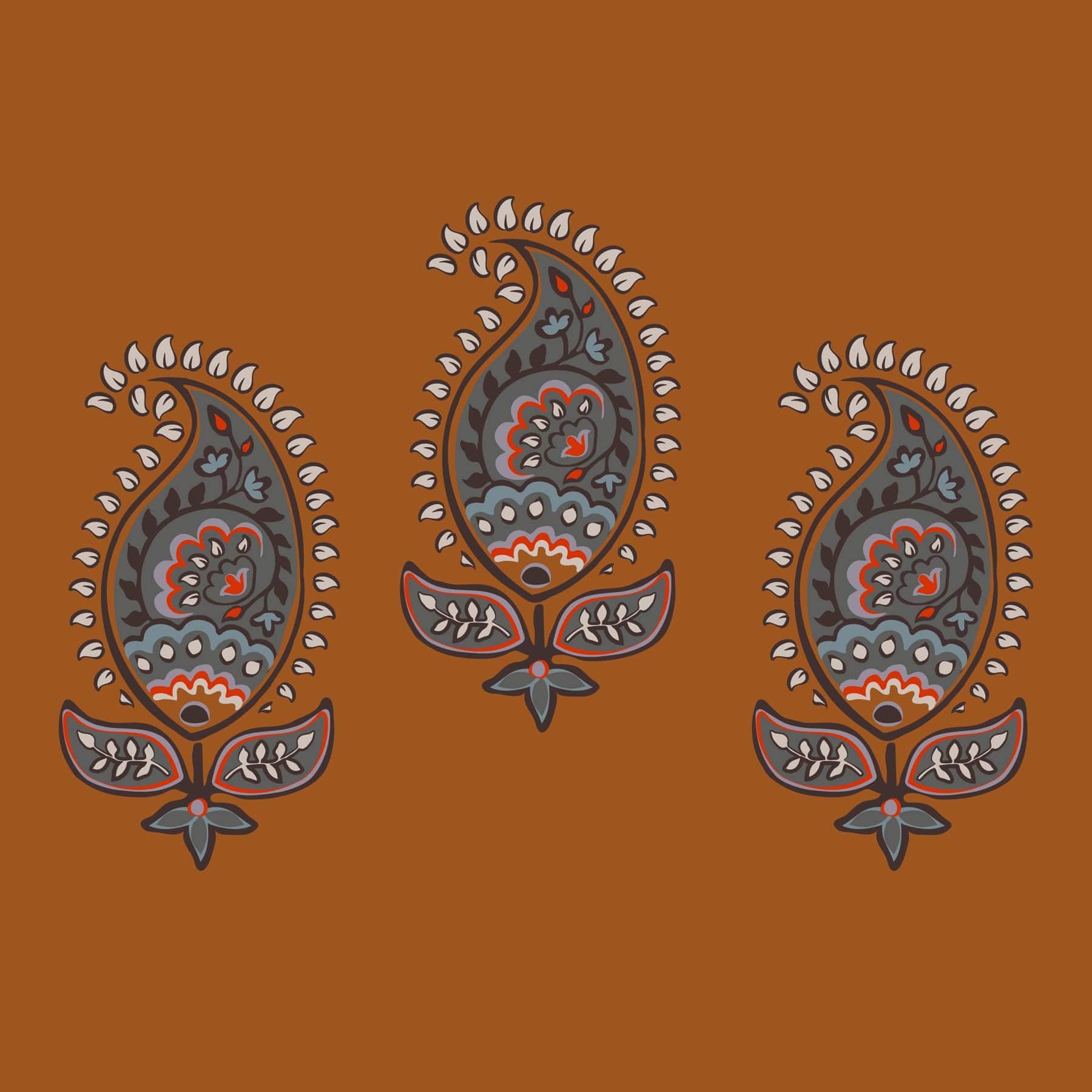 Paisley Bag Charm Iconic paisley roasted pecan in Faux leather - Image 3