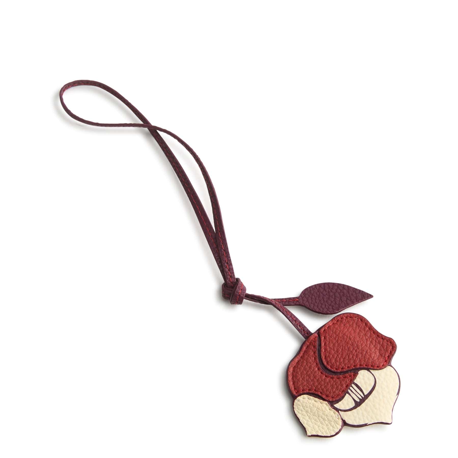 Flower Bag Charm Floral pouf cottage cream in Faux leather