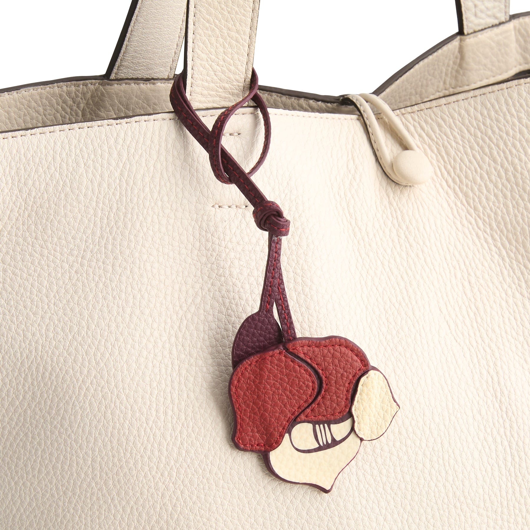 Flower Bag Charm Floral pouf cottage cream in Faux leather - Image 2