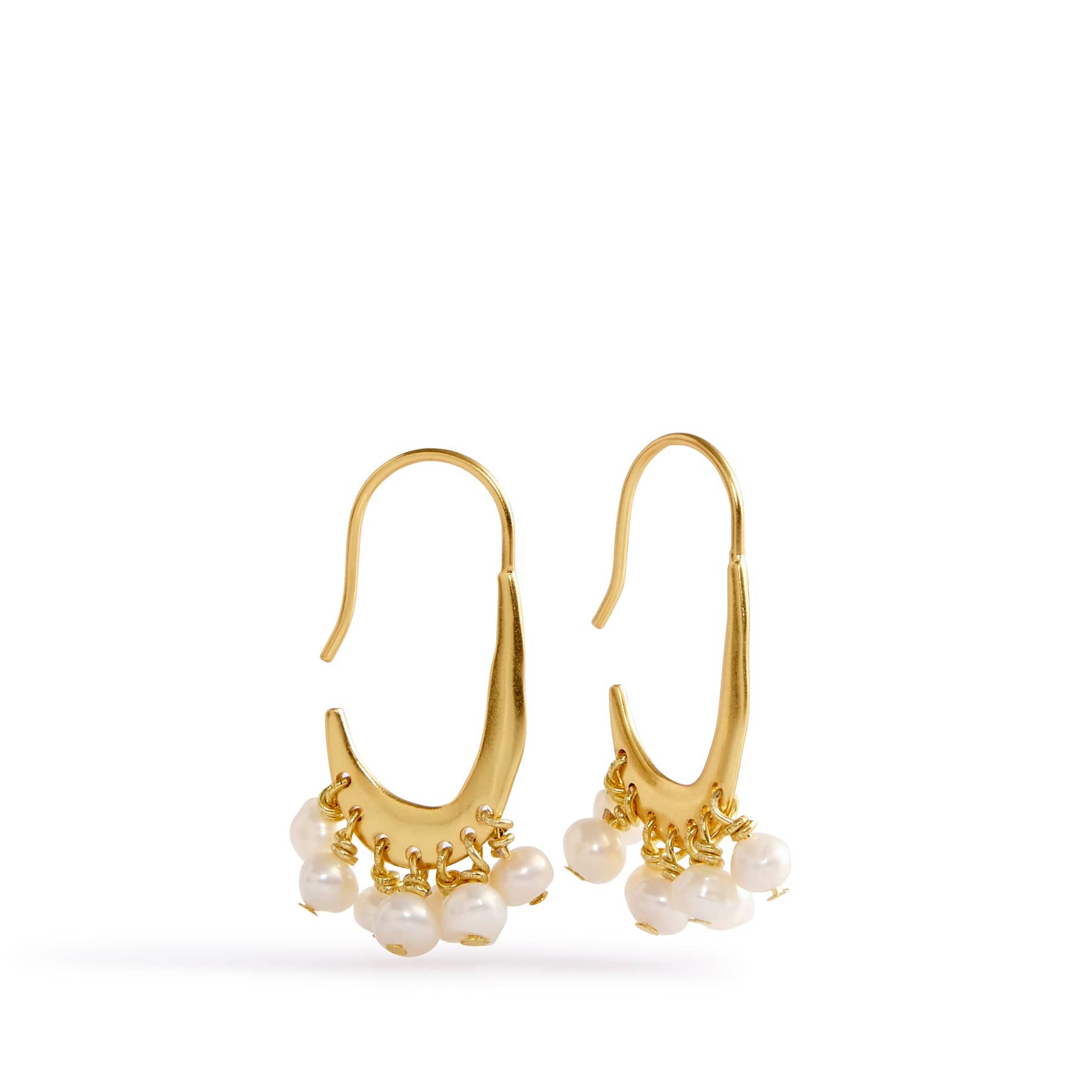 Pearl Organic Hoop Earrings Satin Gold