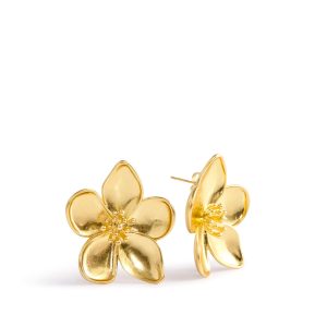 Flower Earrings Satin Gold