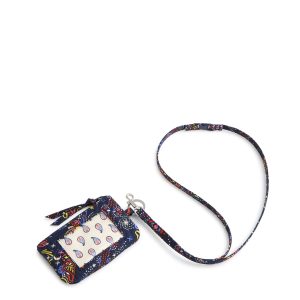 Zip ID Pouch w/Breakaway Lanyard Starry paisley in Premium cotton