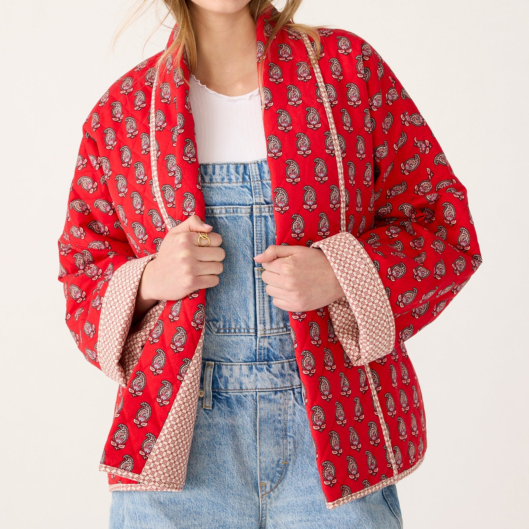 Quilted Jacket Flowering paisley goji berry in Premium cotton - Image 2