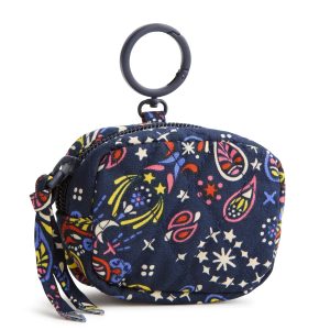Zip Earbud Bag Charm Starry paisley in Premium cotton